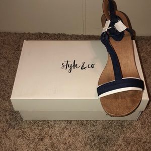 Style & Co blue jean color wedges- indigo